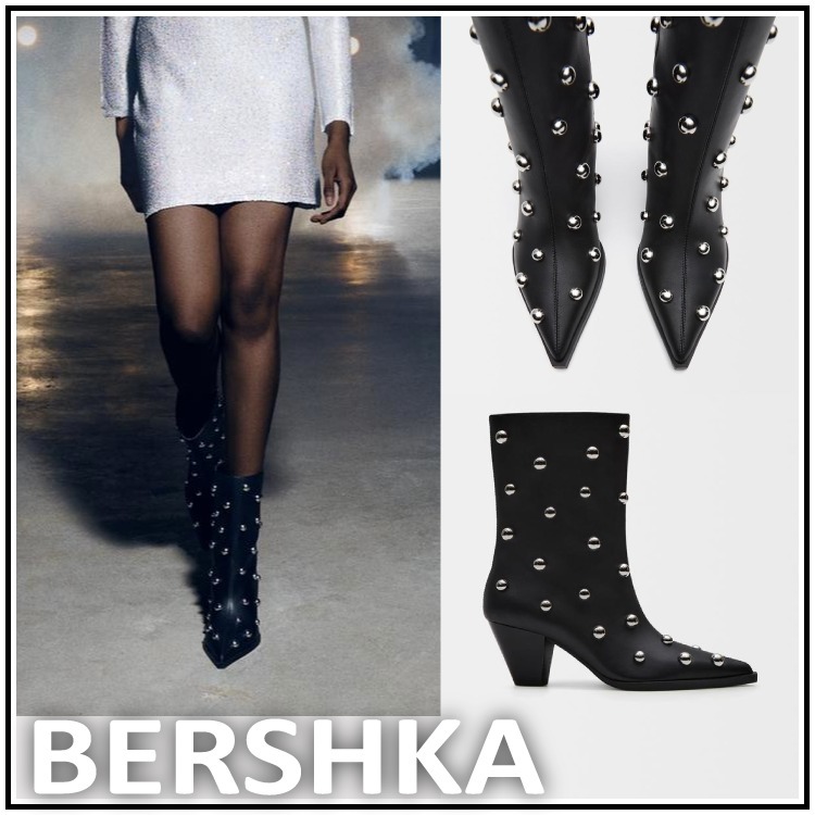 スペイン発☆Bershka♪スタッズヒールアンクルブーツ