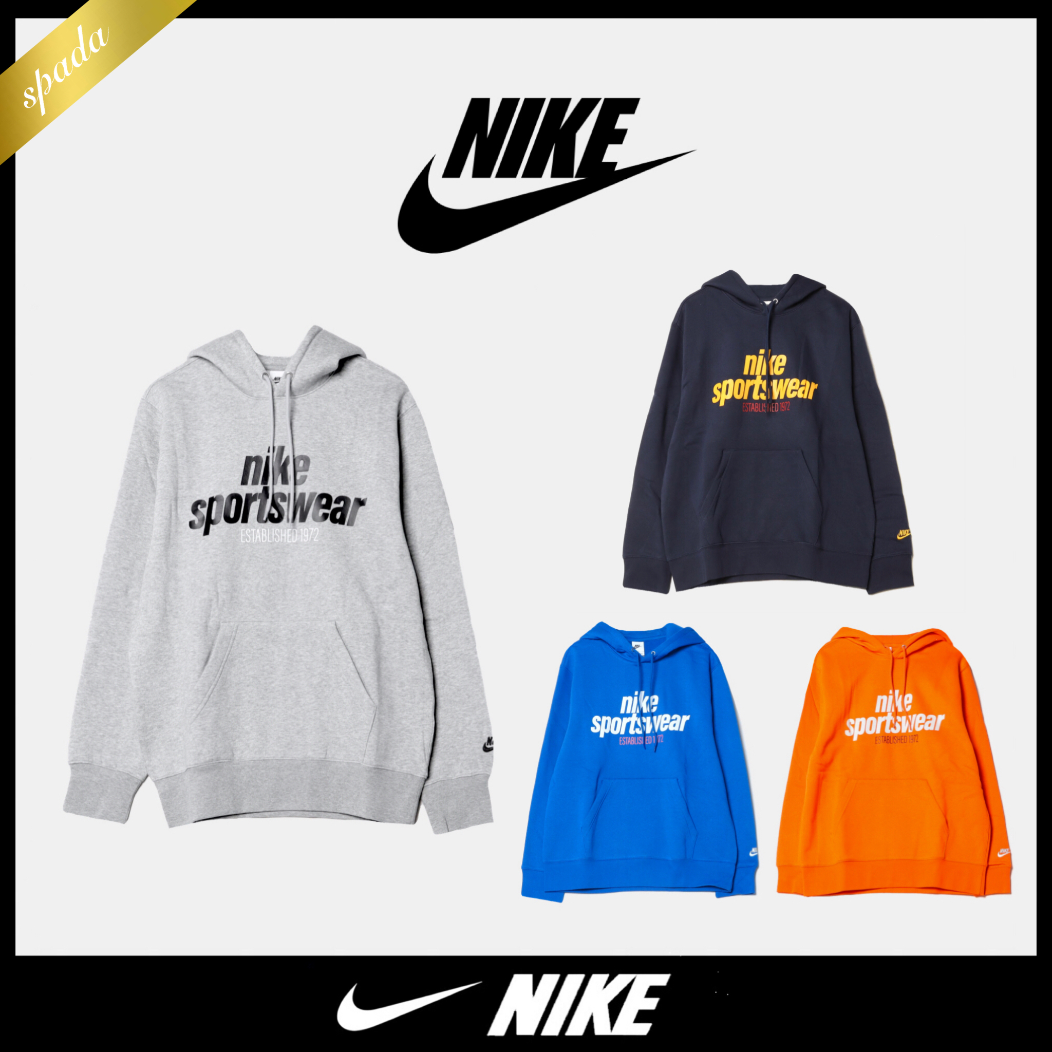 【NIKE】4カラー ロゴ プルオーバーパーカー / 送料無料
