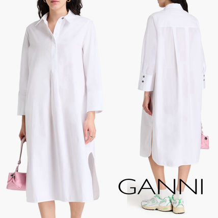 【新品】GANNI ガニー　オーガニックコットン ストライプ ロングワンピース 新品】GANNI ガニー オーガニックコットン ストライプ ロング