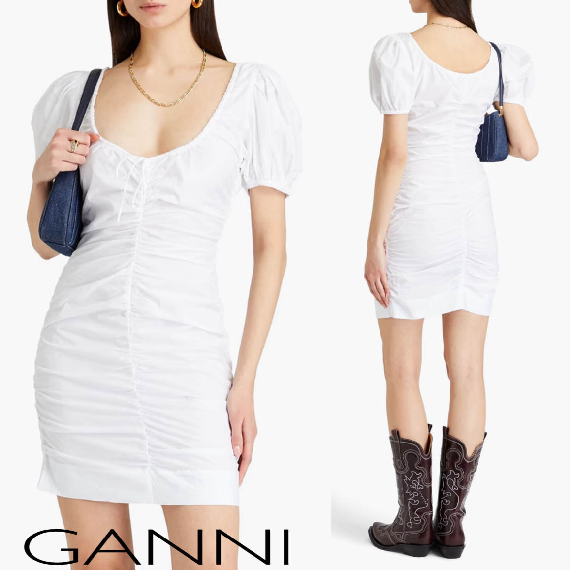 コットンポプリン★ルーシュ★ワンピース★ GANNI