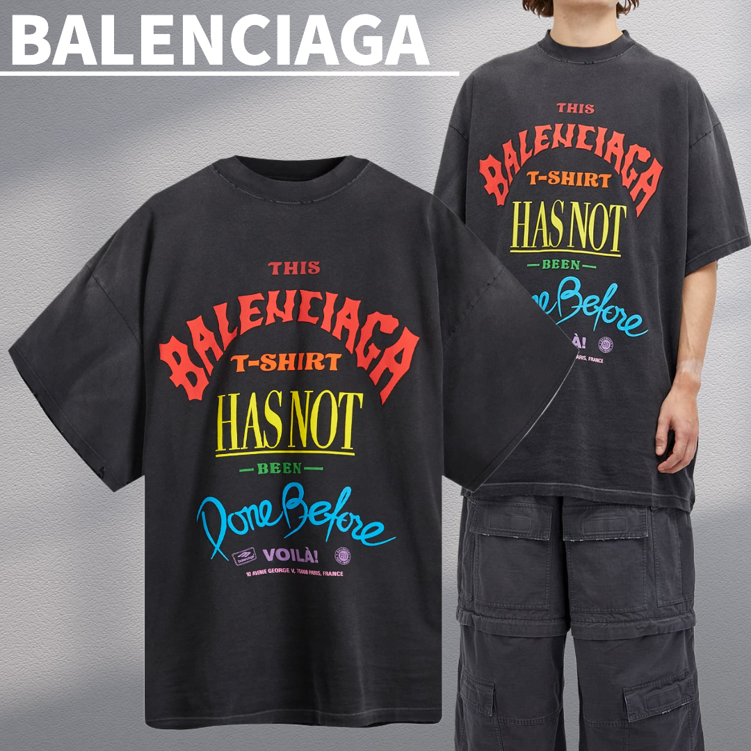 関税込【BALENCIAGA】フレイム 半袖 Tシャツ Washed Out Black