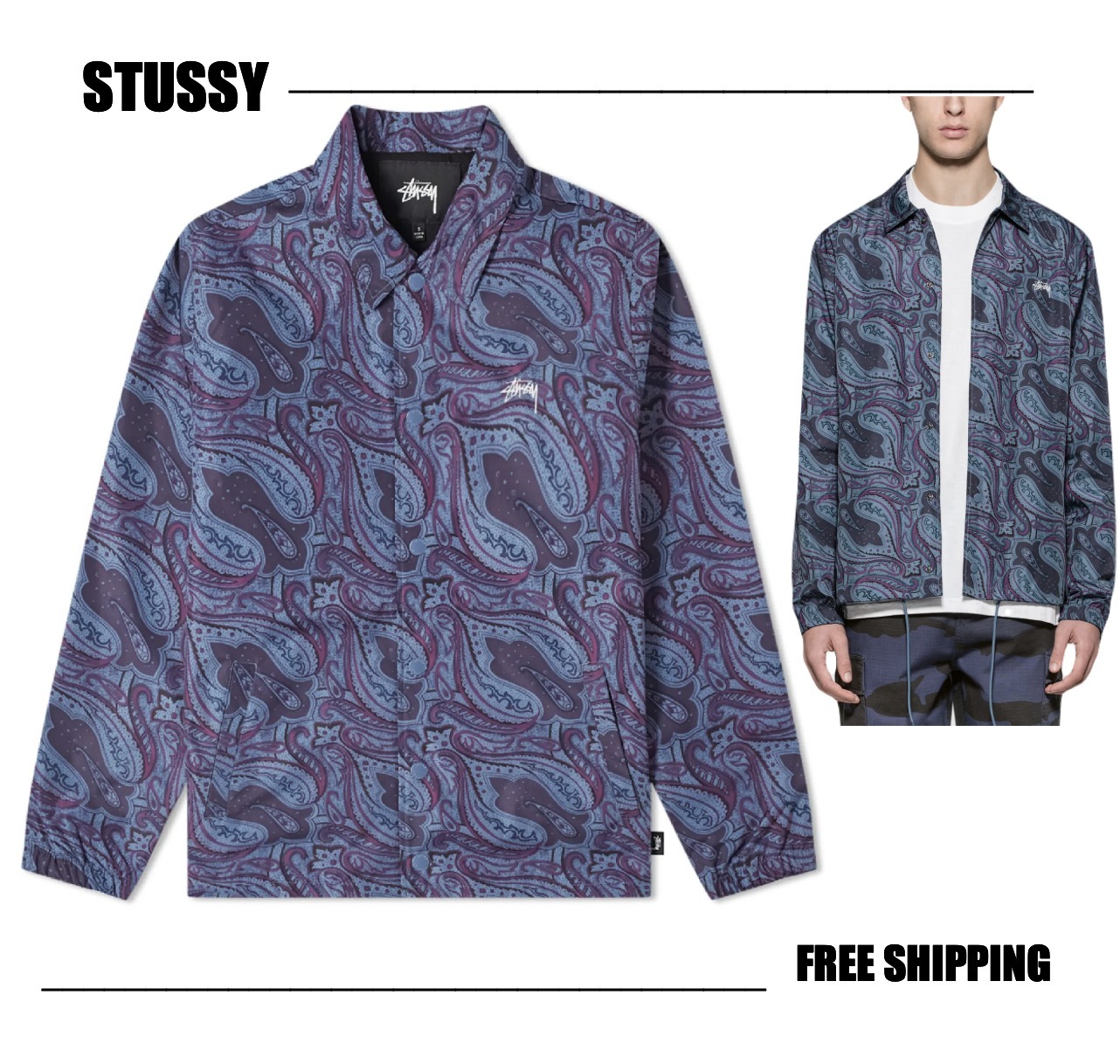【STUSSY】Stussy Paisley Coach Jacket