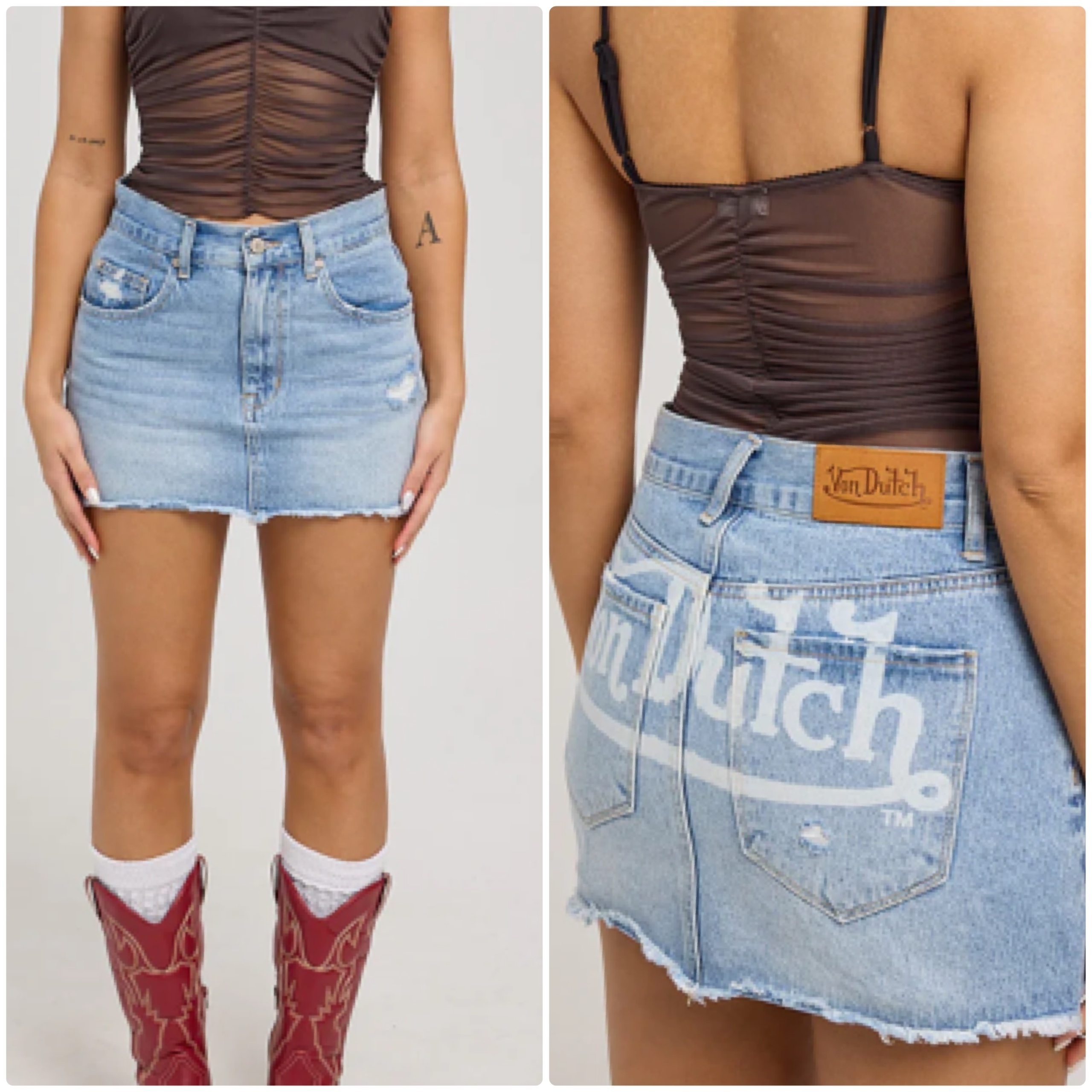 VON DUTCH ボンダッチ デニム ロゴ ミニスカート