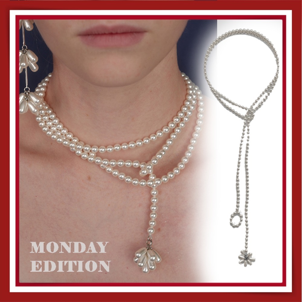【Monday Edition】 Pearl Flower 2way Necklace 韓国
