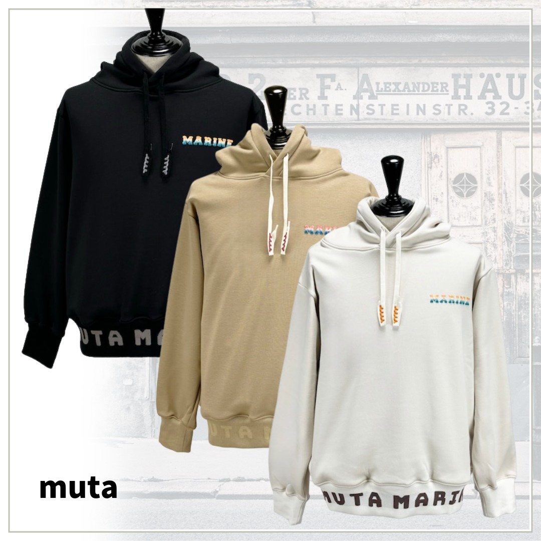 【muta】ヘムリブ ロゴ パーカー フーディ ヘムリブ グラデーションロゴ プルパーカー [全3色] – muta