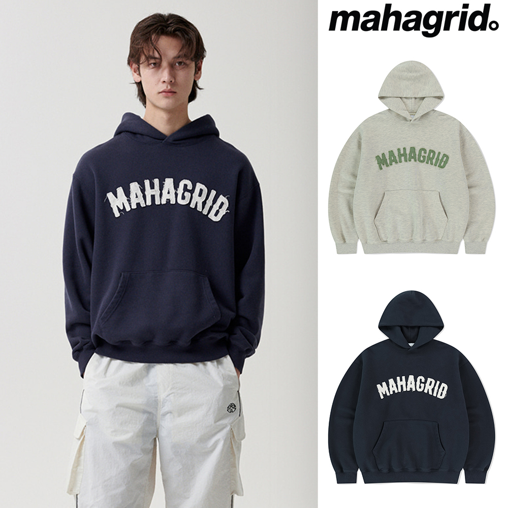 【mahagrid】25SS★ TWILL CUT OFF APPLIQUTE HOODIE