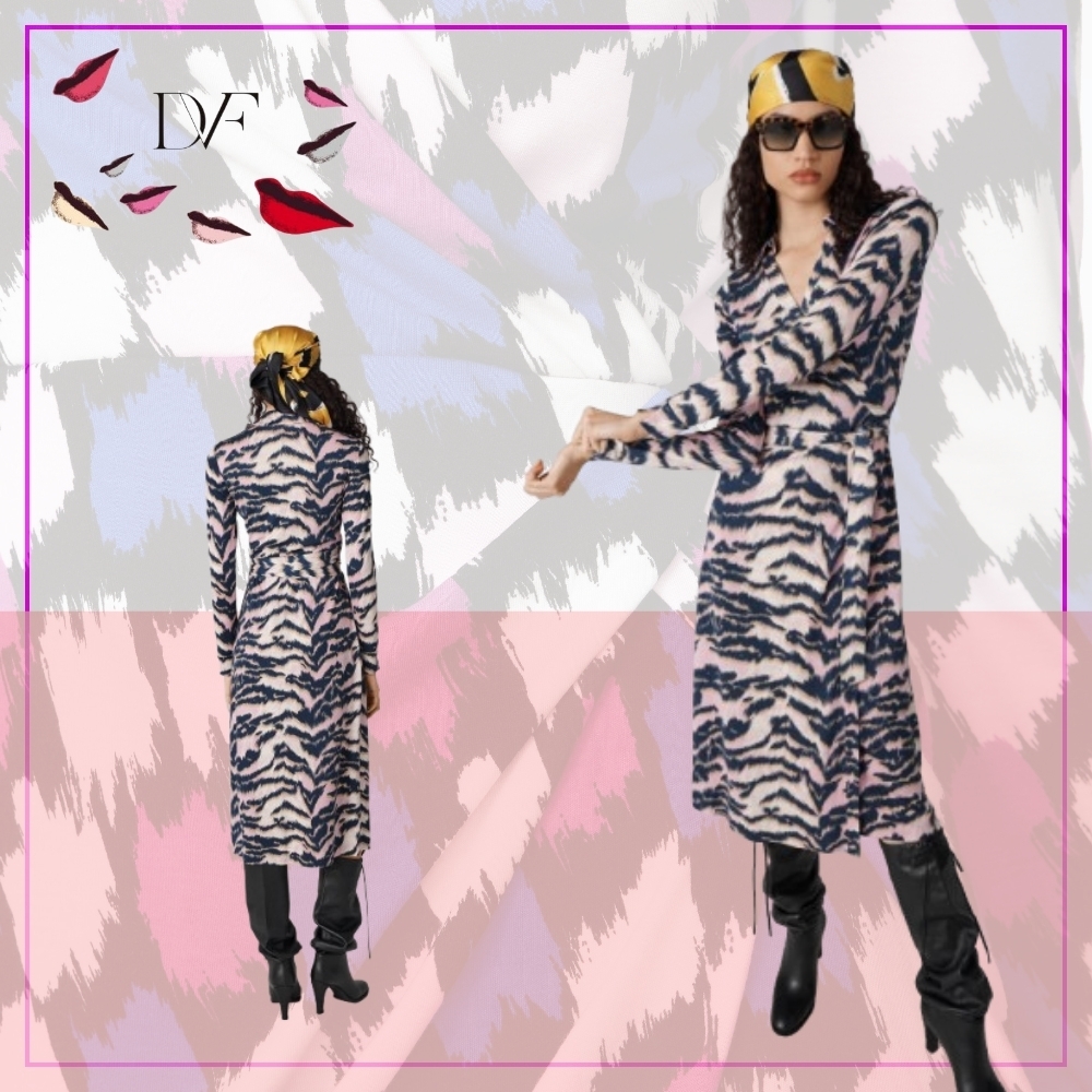 【DVF】アビゲイルシルクジャージーミディラップドレス