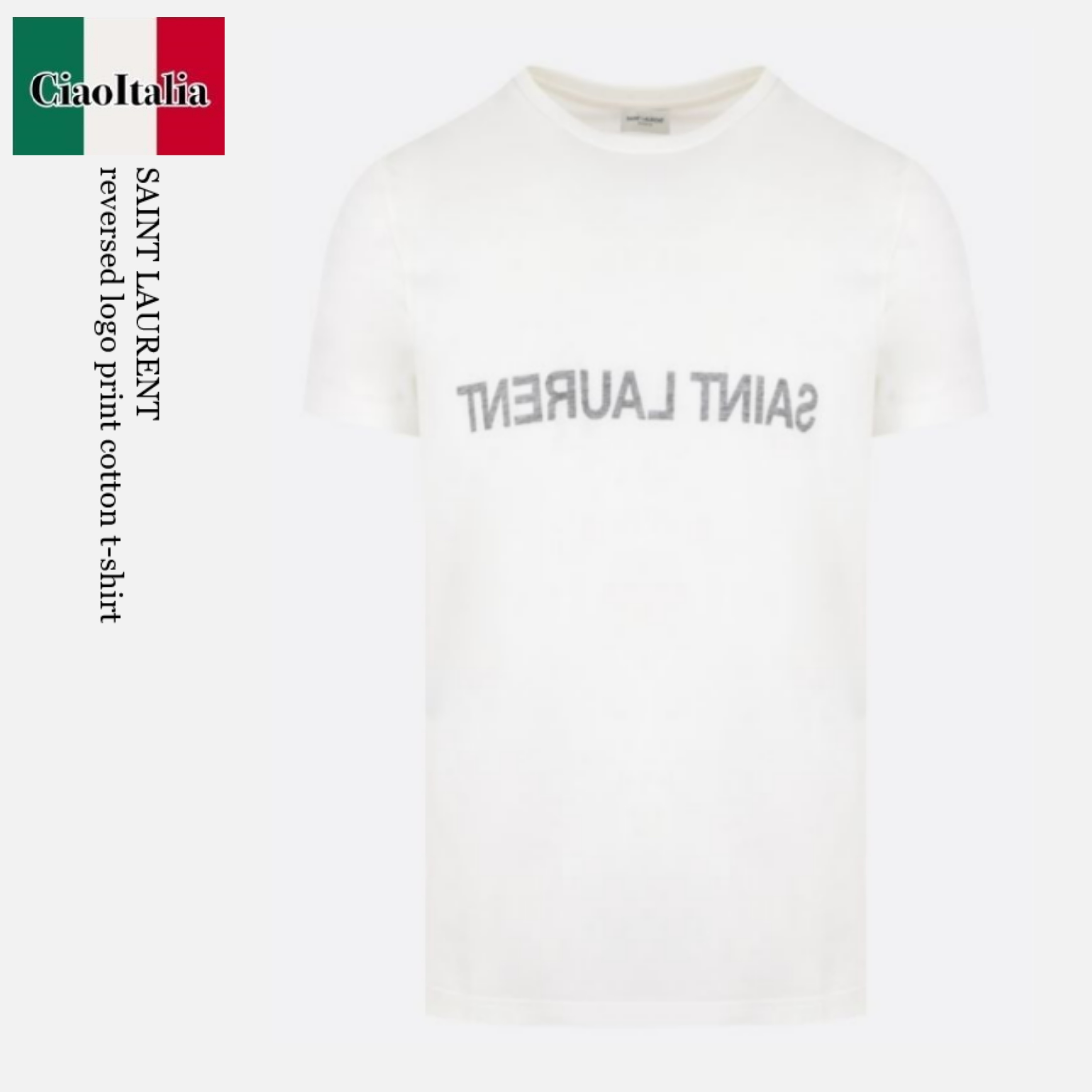 Tシャツ・カットソー Saint Laurent Reversed Logo Print Cotton T-Shirt