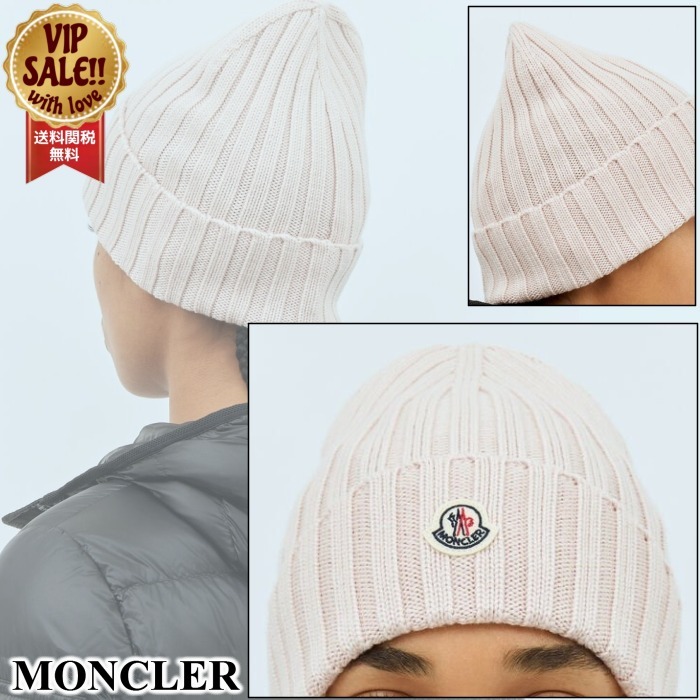 【MONCLER】 ロゴパッチ ビーニーハット ピンク モンクレール ピンク系 MONCLER(モンクレール) ニットキャップ・ビーニー