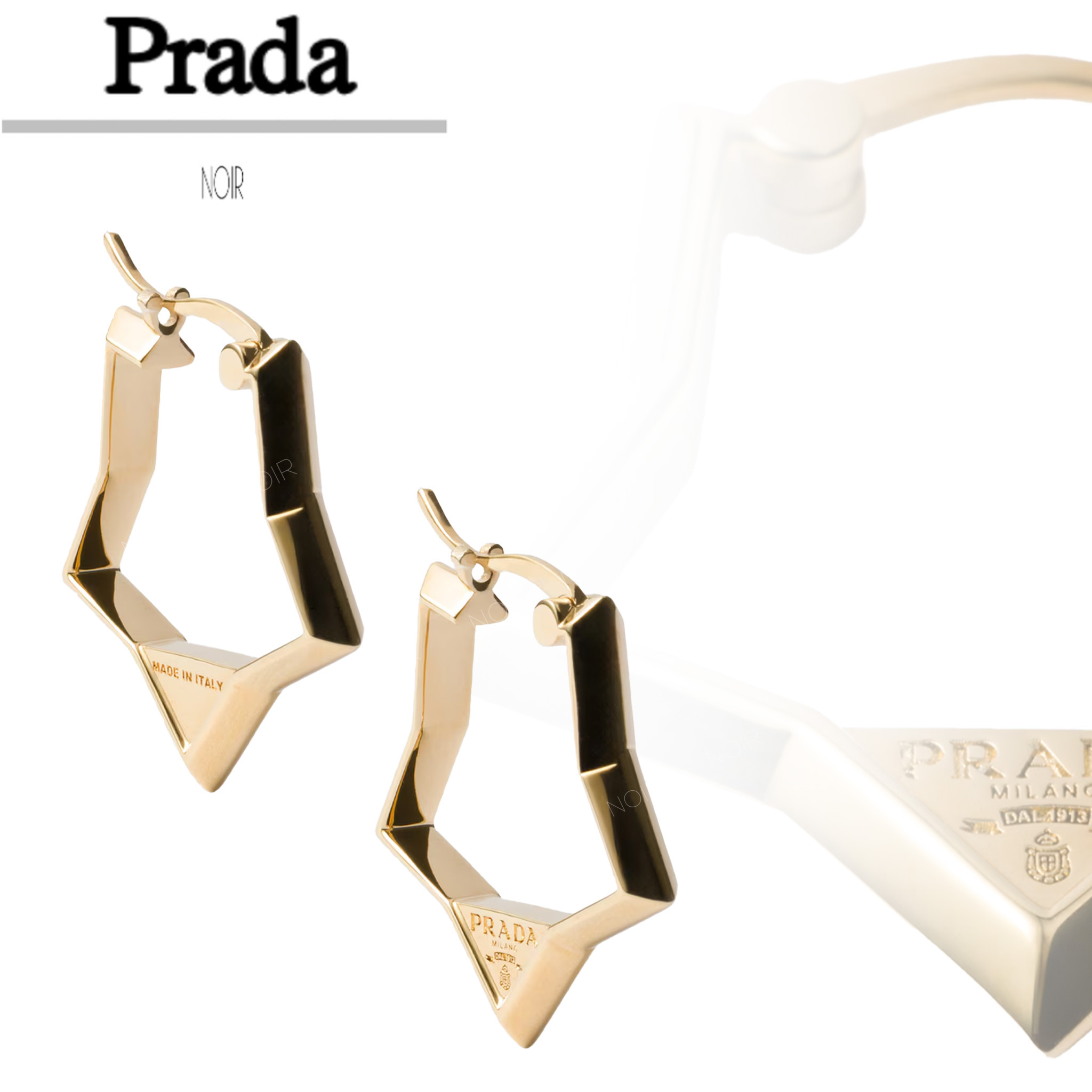 国内即発【PRADA】スター ロゴ メタル ピアス