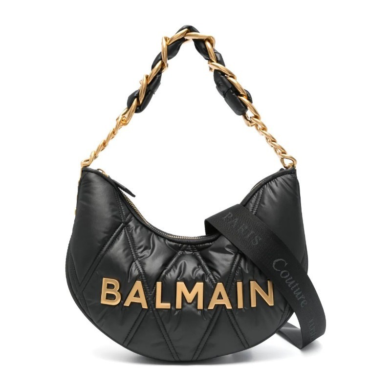 ショルダーバッグ・ポシェット BALMAIN 1945 SOFT MOON BAG-GRID QUILTED NYLON