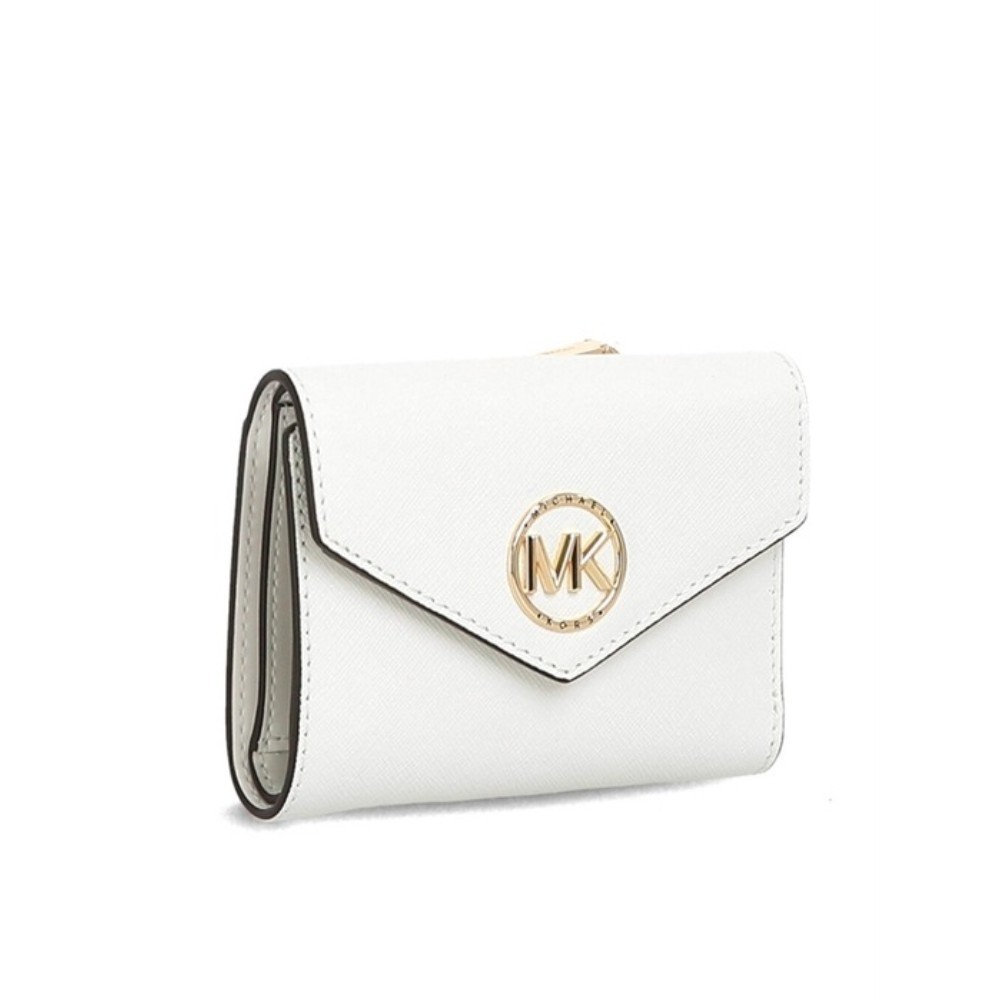 折りたたみ財布 Michael Kors Envelope 34S1GNME6L 085 OPTIC WHITE Logo Half W