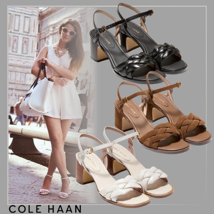 Cole Haan*編み込み*モダン*ブロックヒール*定番カラー*サンダル