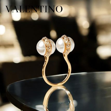【VALENTINO】ロックスタッズリング ロゴ 国内発 ロックスタッズ メタル リング for メンズ インチ パラジウム