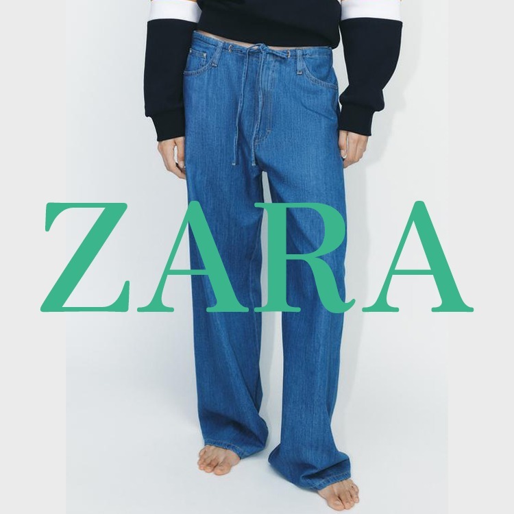 【ZARA】TRF パジャマ風デニムパンツ ブルー | 6929/049/400