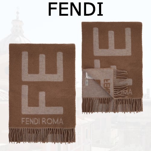 FENDI フェンディ レディース ロゴ スカーフ ウールとアルパカ