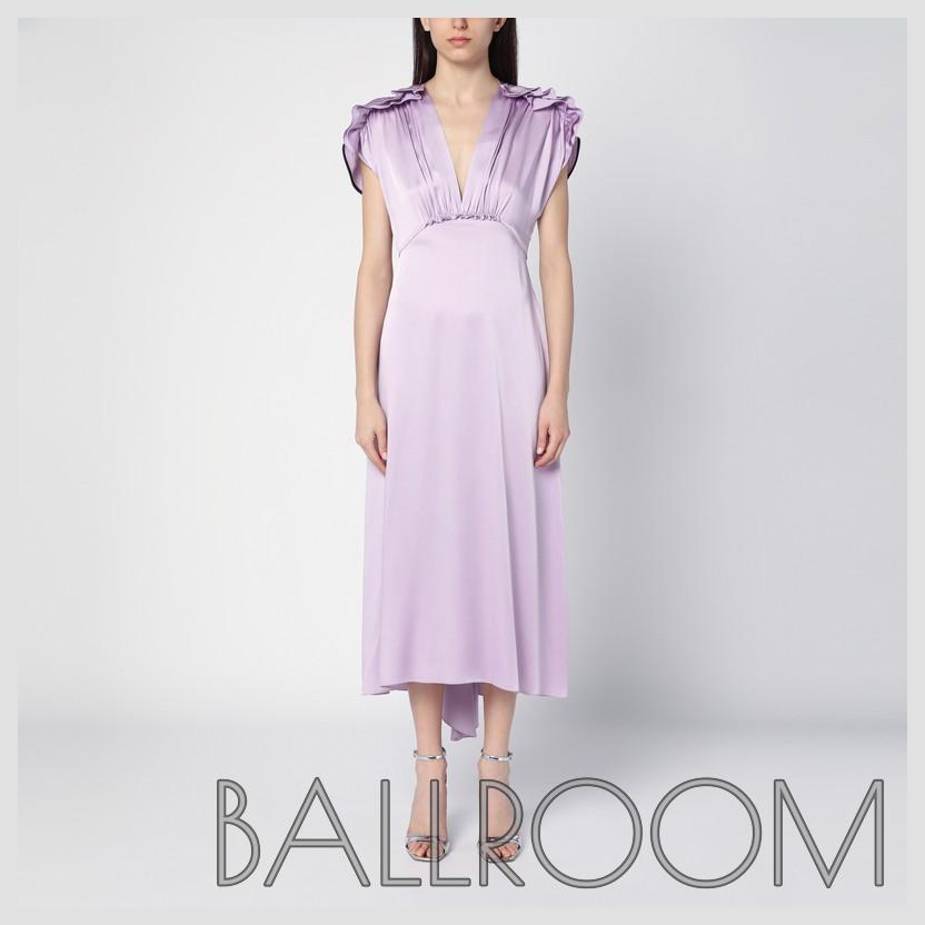 ワンピース VICTORIA BECKHAM PETUNIA-COLOURED MIDI DRESS WITH RUFFLES
