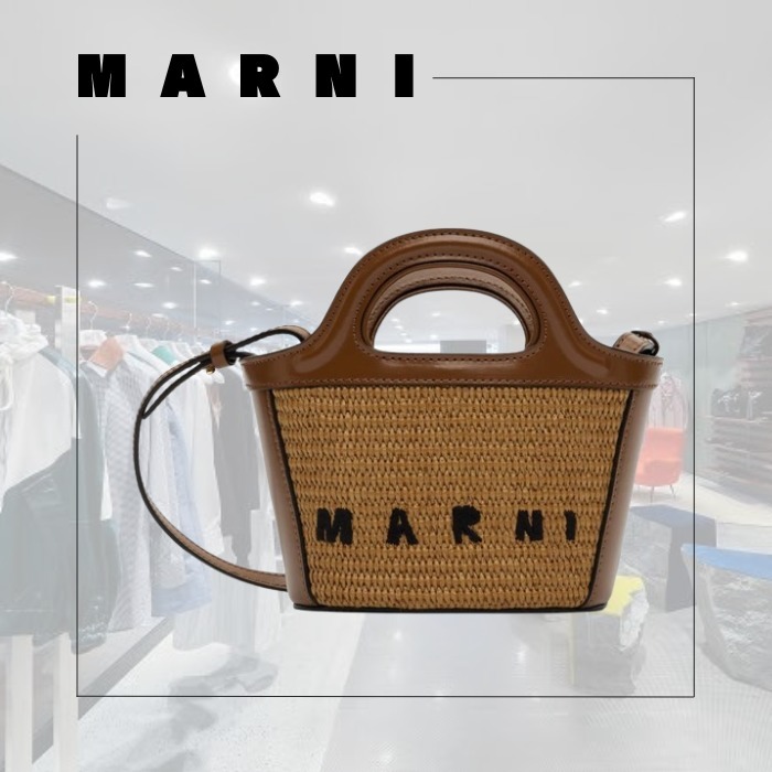MARNI レザーとラフィアエフェクト Tropicaliaマイクロバッグ MARNI レザー&ラフィア TROPICALIA マイクロバッグ