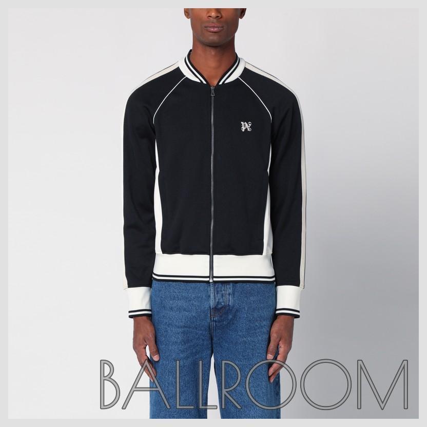 スウェット・トレーナー PALM ANGELS BLACK/WHITE ZIP SWEATSHIRT