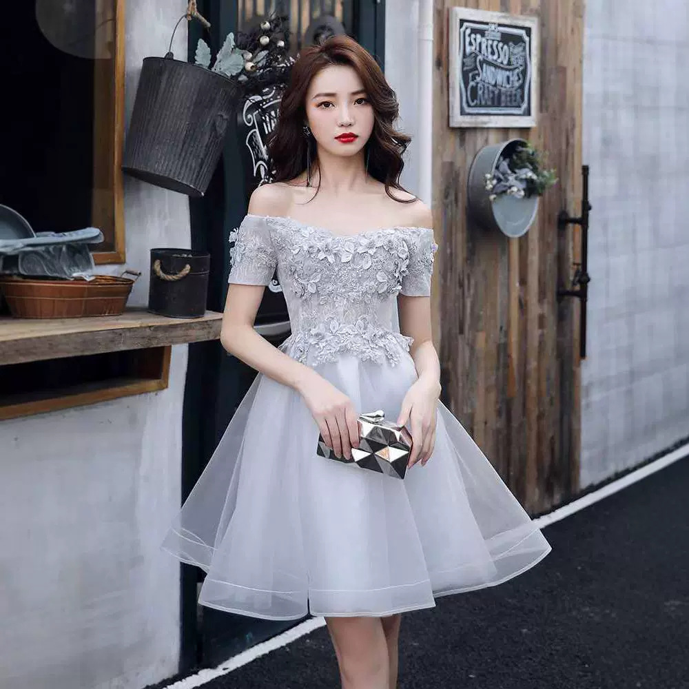 パーティードレス ショート ホワイト 結婚式 ウェディング 韓国