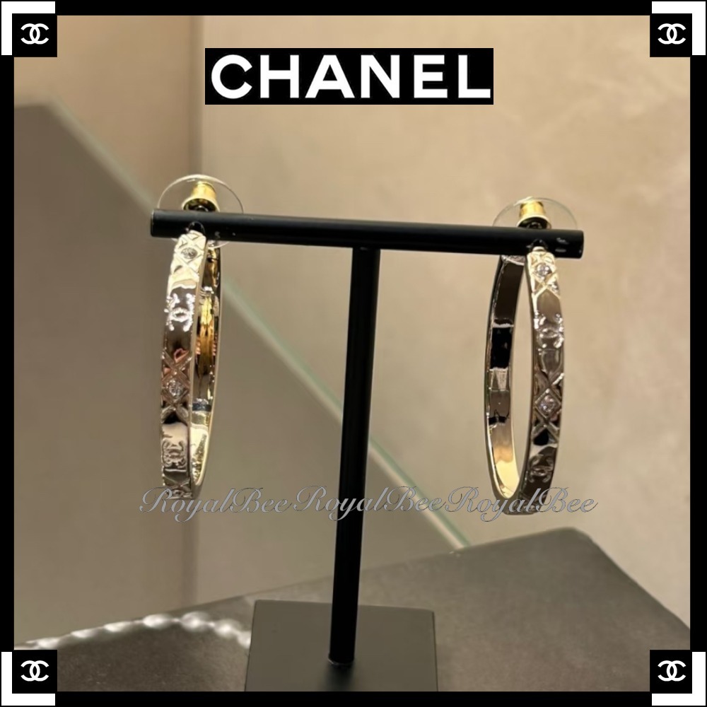 【小顔効果で更に可愛く♡】シャネル フープピアス