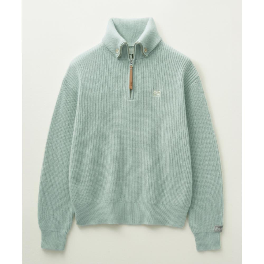 ◆SATUR◆ Button Up Sailor Half Knit Zip Up Mint SA243UKT01M