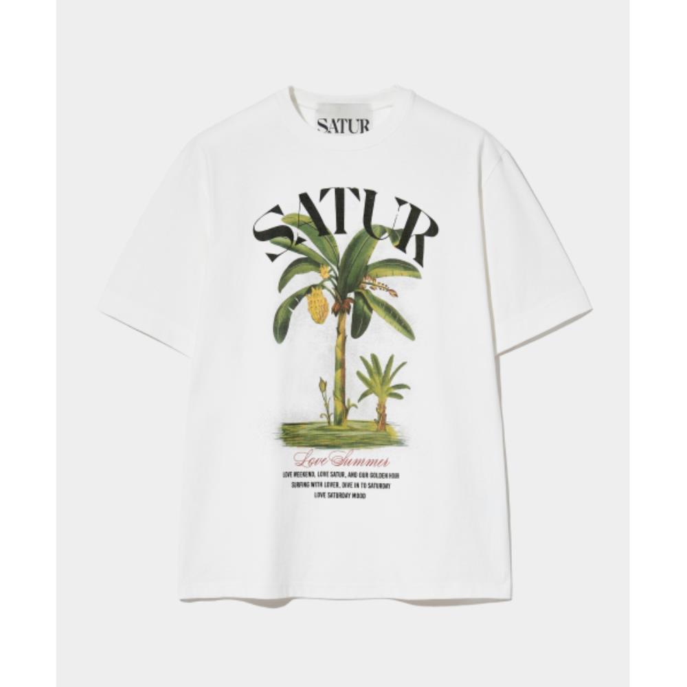 ◆SATUR◆ Banana Tree Graphic Short Sleeve T-Shirt Saturday