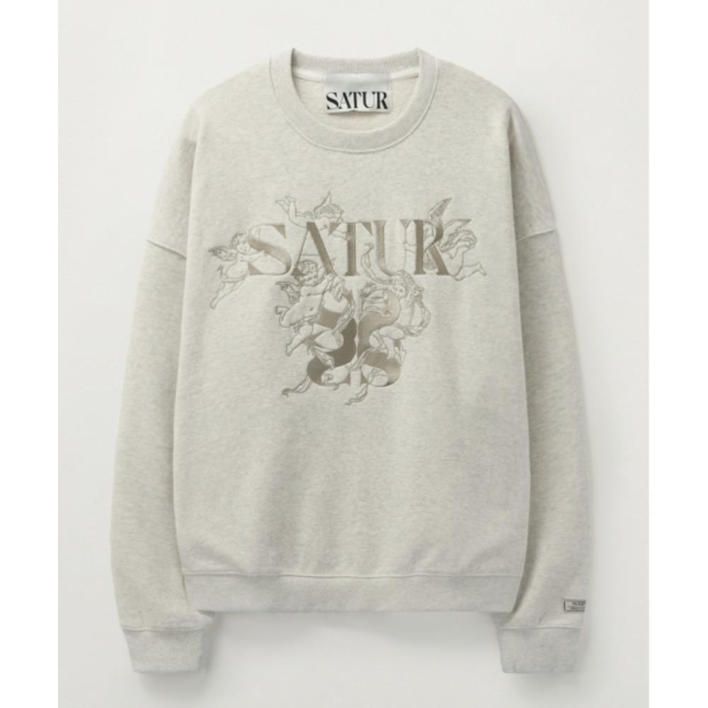 ◆SATUR◆ Angel graphic sweatshirt melange ivory SA244UTM13M