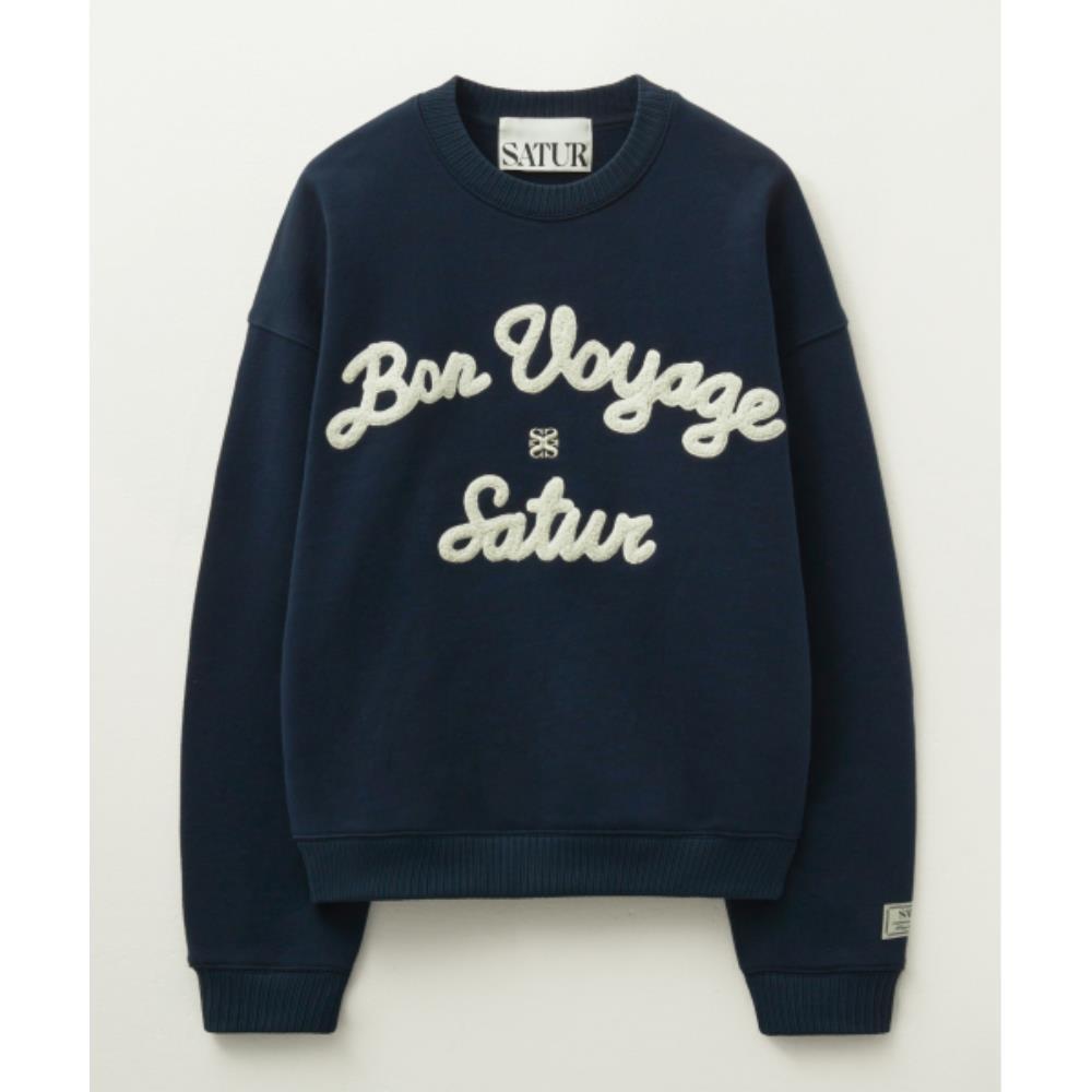 ◆SATUR◆ Bon Voyage Boucle Brushed Sweatshirt Navy SA244UTM