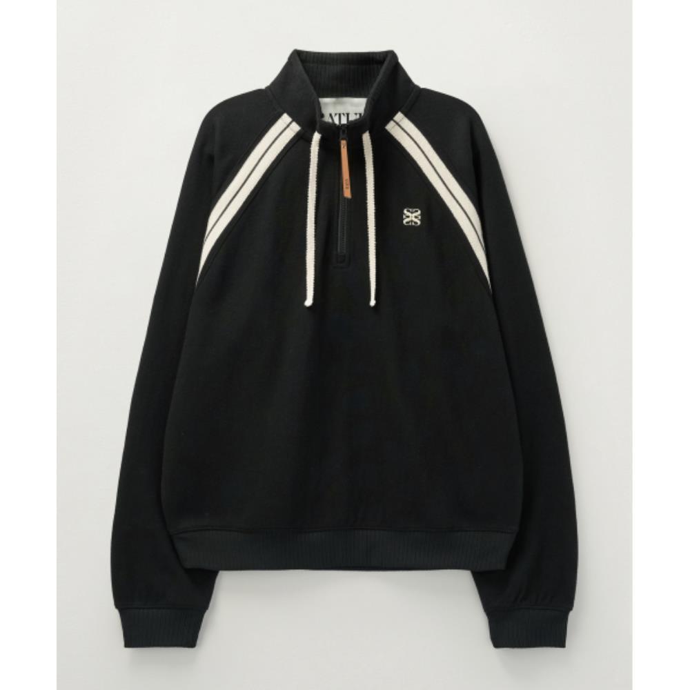 ◆SATUR◆ Lawton half zip-up sweatshirt black SA243UTM07BK