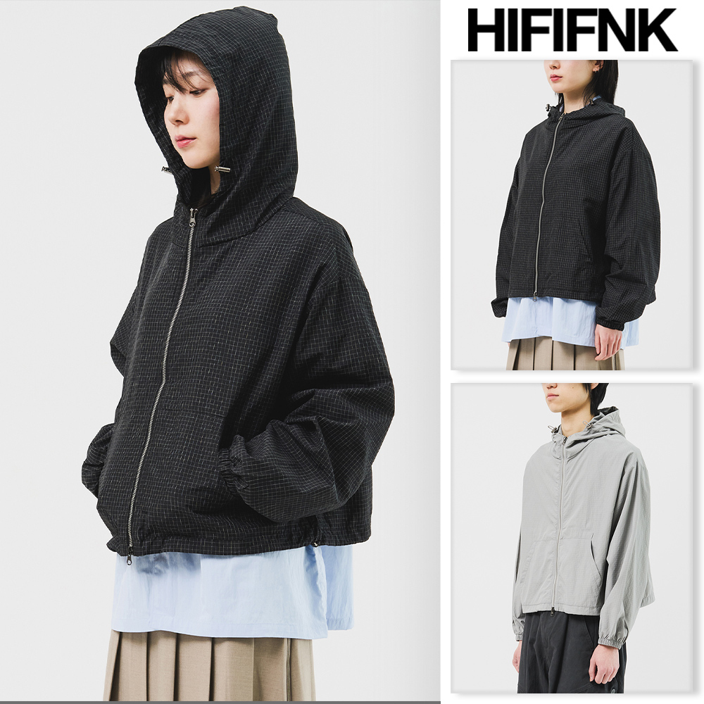 【HI FI FNK】Square Cropped Hooded Jacket