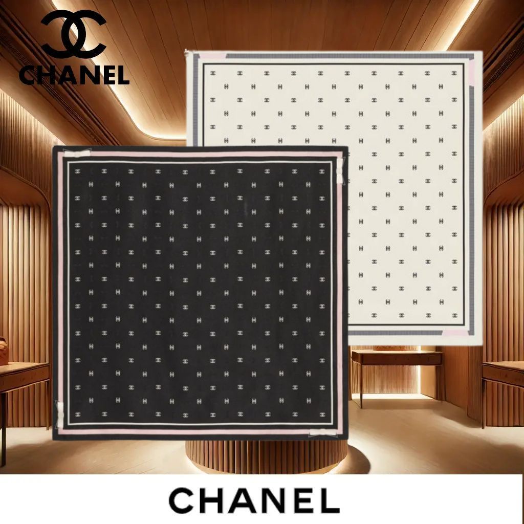《25P★》CHANEL スカーフ 90 x 90 ココマーク リボン