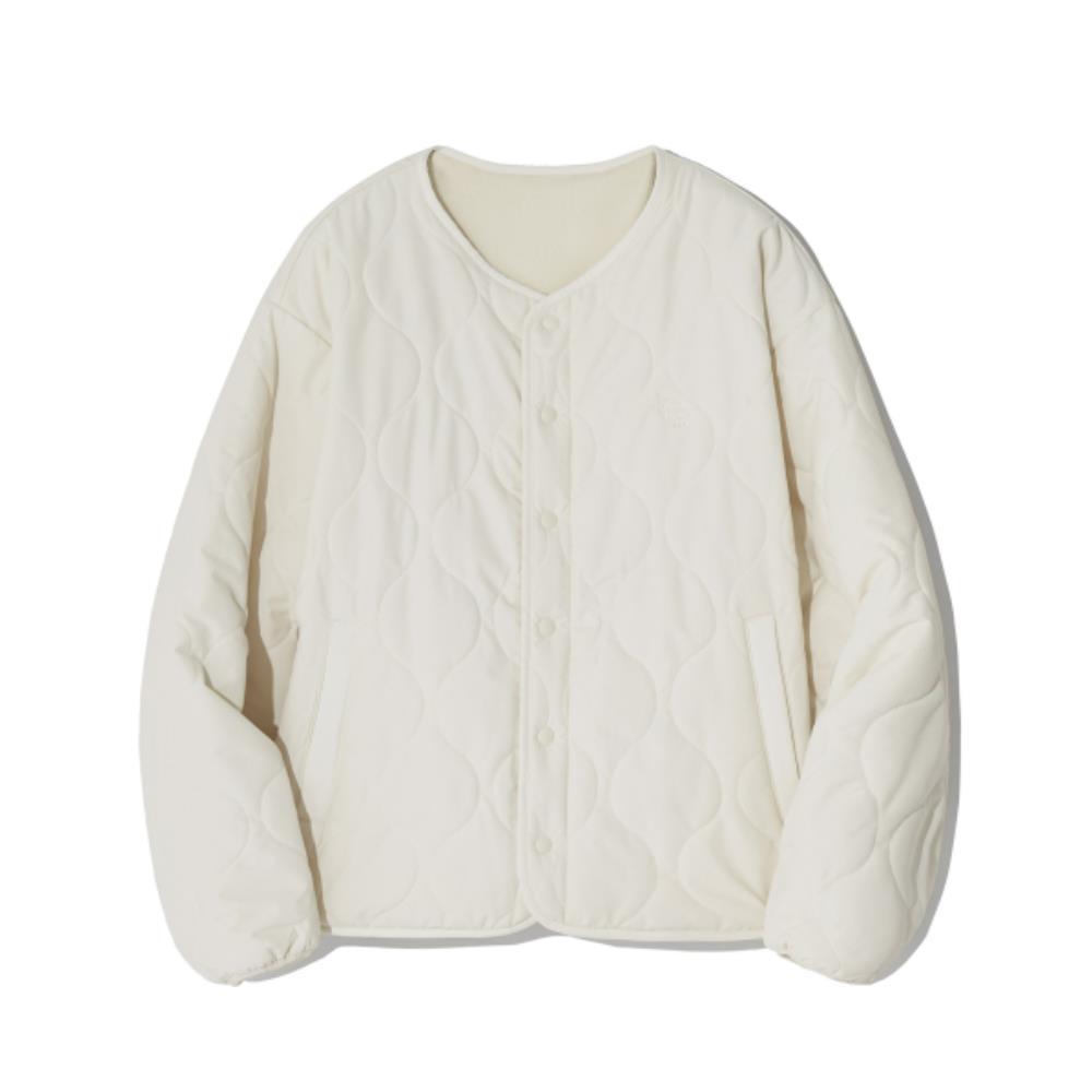 ◆codegraphy◆ Reversible fleece quilted cardigan cream CBCF