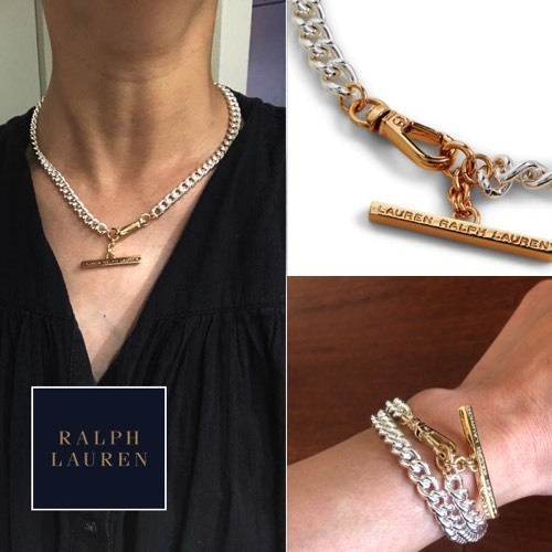 NEW★Ralph Lauren★ロゴ・チェーンネックレス ユニセックスで!Ralph Lauren Gold ロゴ Bar チェーンネックレス
