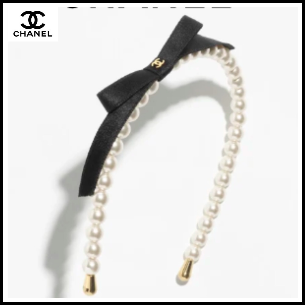 25P【リボンと輝くパールが魅力♪】CHANEL パールカチューシャ