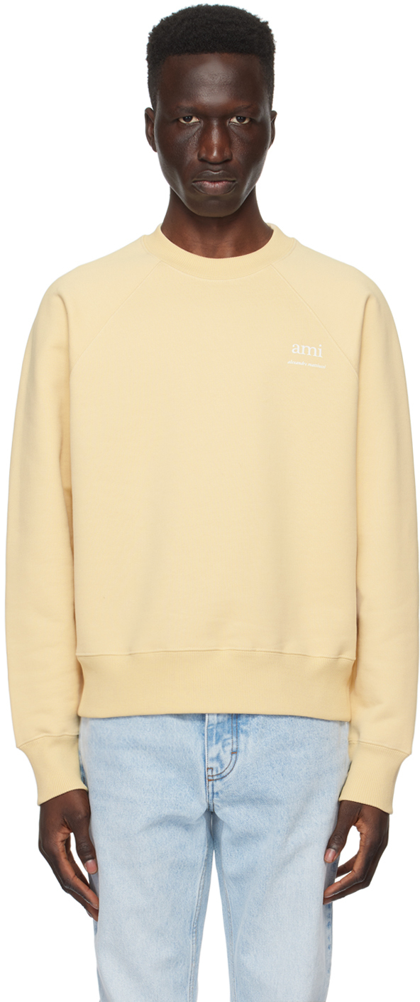 【関税込み】AMI Paris イエロー ロゴプリント スウェットシャツ