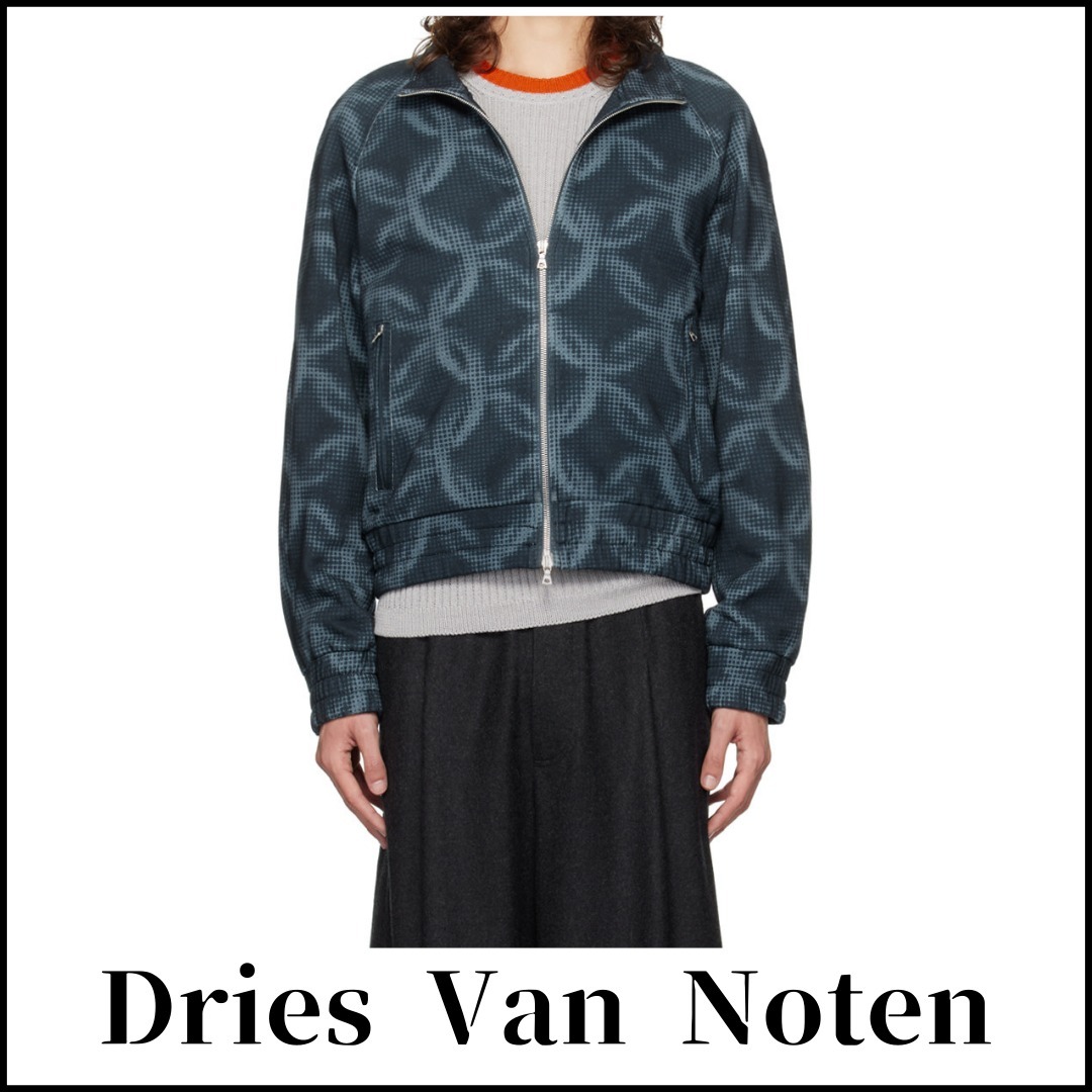 【Dries Van Noten】ネイビー Pixel Chain トラックジャケット