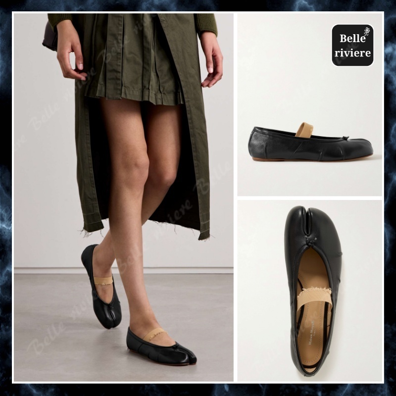 24AW new/Maison Margiela Tabiレザーバレエフラット Flat Black