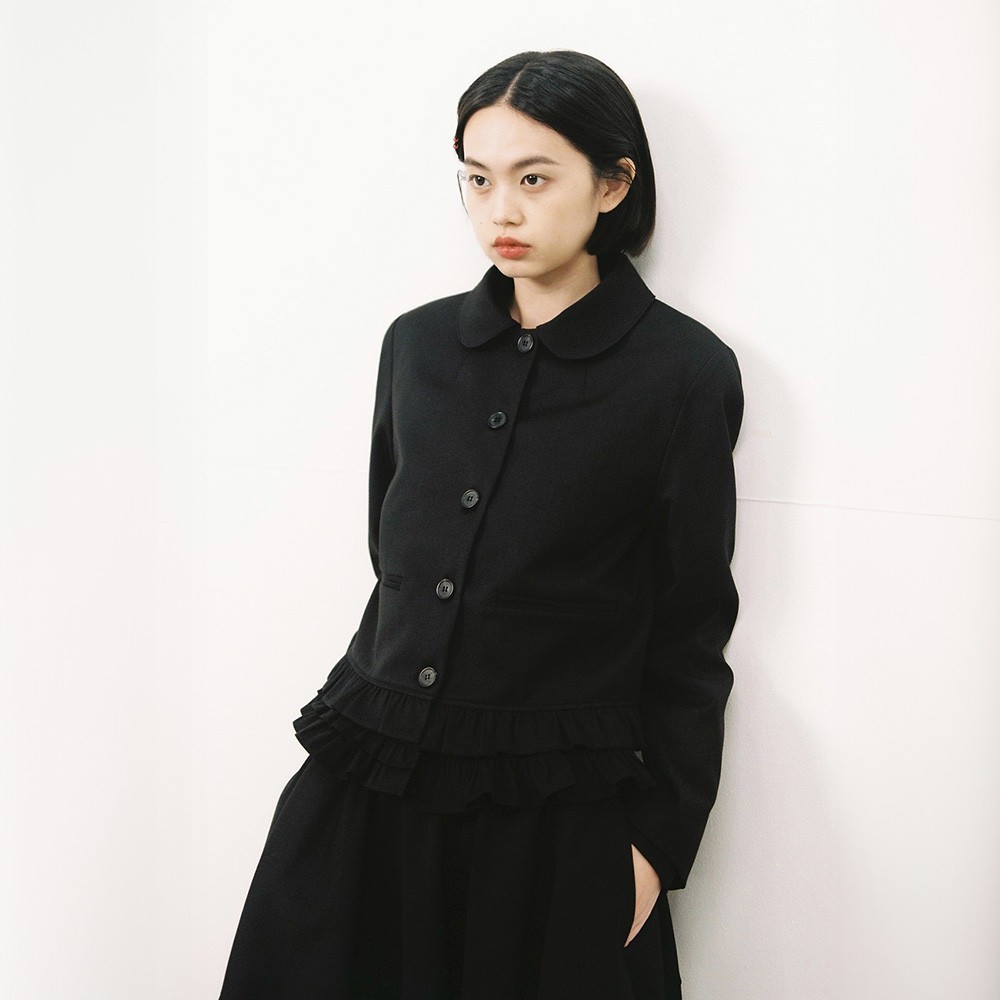ジャケット OHESHIO ROUND FRILL JACKET, BLACK