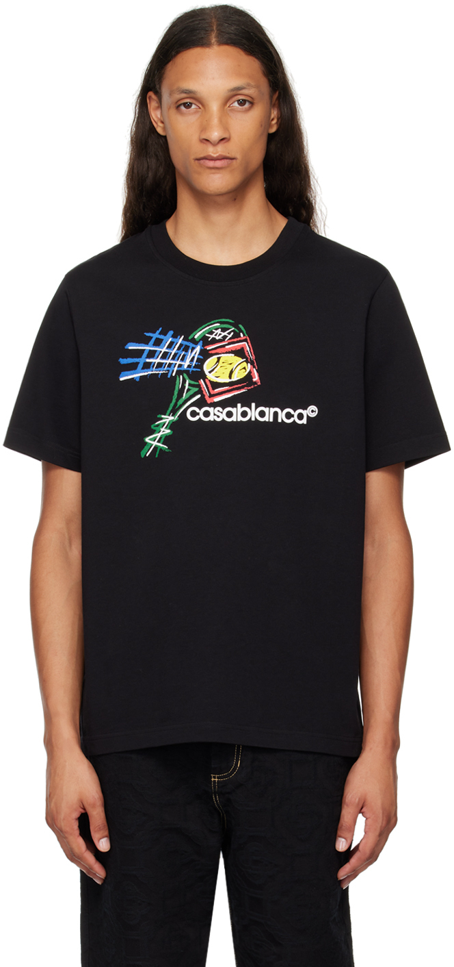 【関税込み】Casablanca ブラック Croquis De Tennis Tシャツ