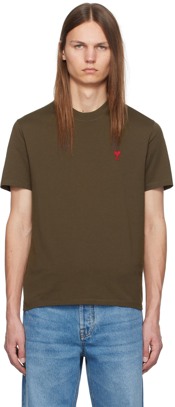 【関税込み】AMI Paris ブラウン Red Ami de Coeur Tシャツ