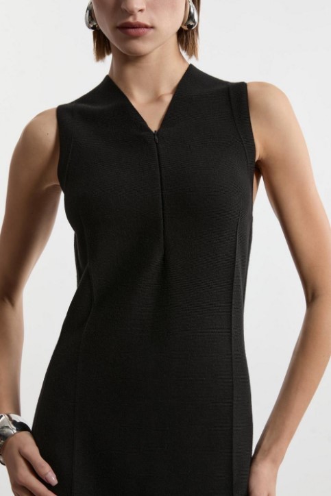 KAREN MILLEN* ジップアップ ニット ペンシルドレス KAREN MILLEN ケ−ブルニット ペンシル ドレス
