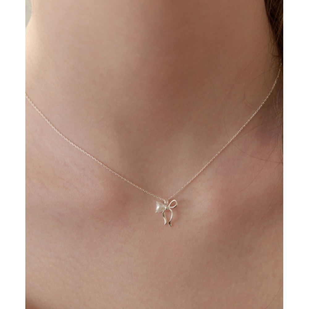ネックレス・ペンダント TATIANA Silver 925 one side heart ribbon necklace NZ2171