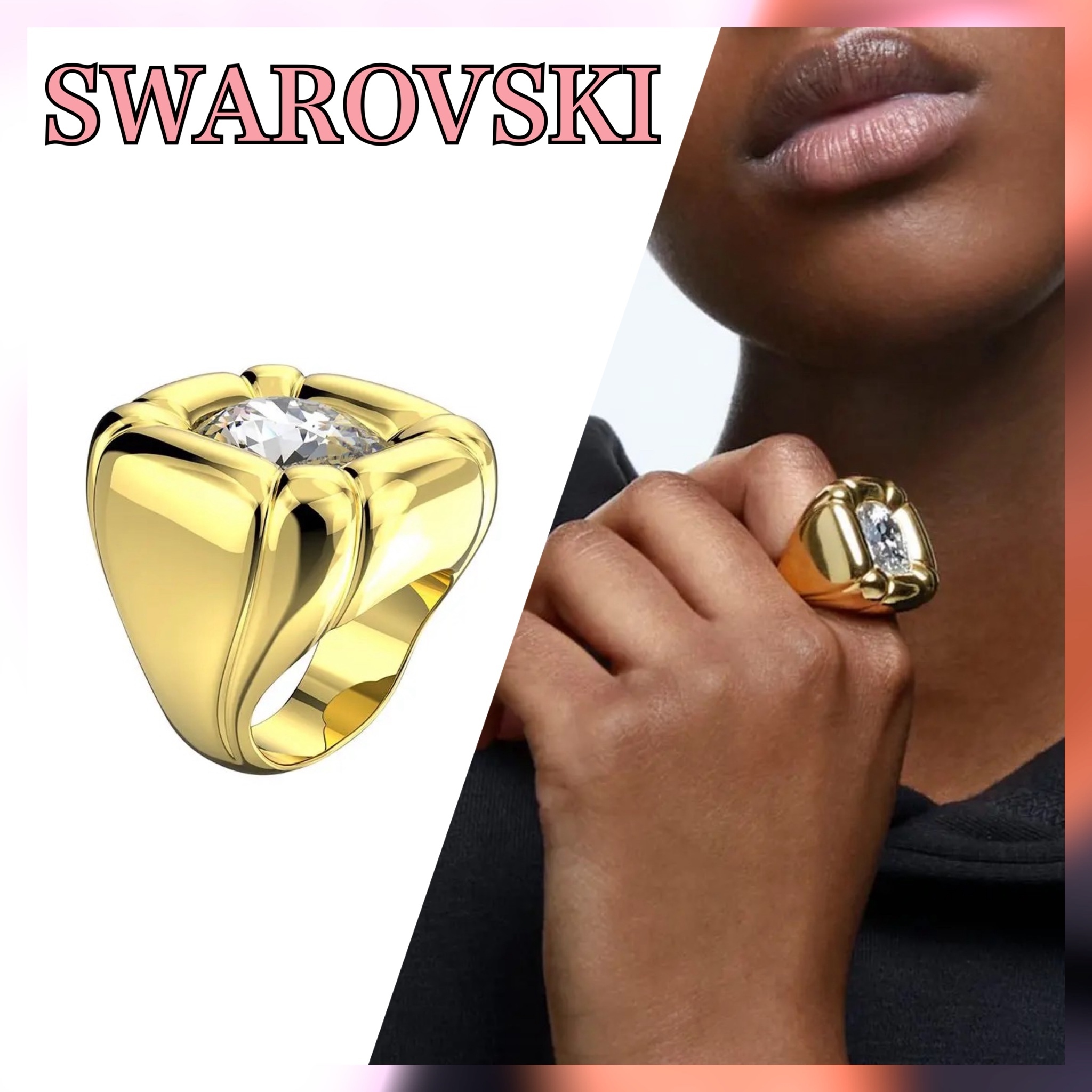 関税込◆特価/完売前に【SWAROVSKI】Dulcis カクテルリング GOLD