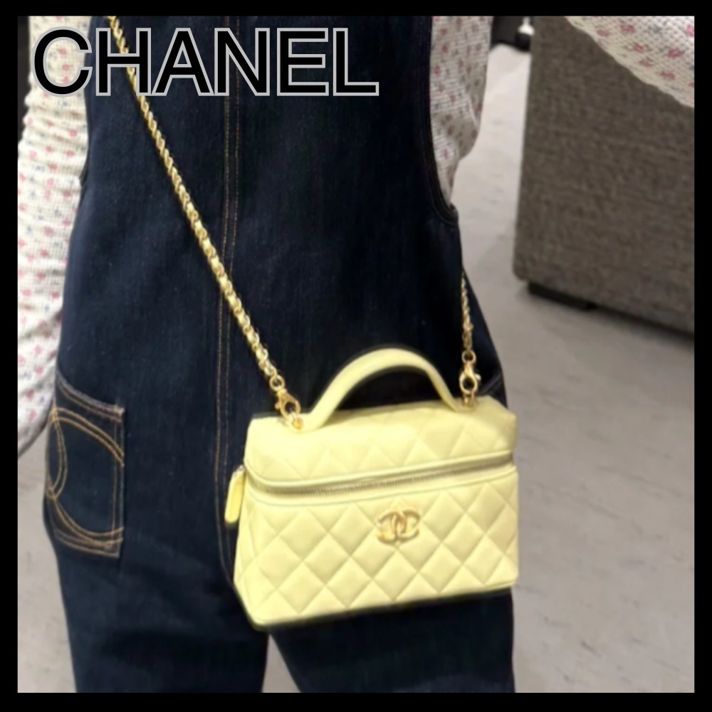 【爽やかイエロー♪】CHANEL チェーンショルダーバッグ