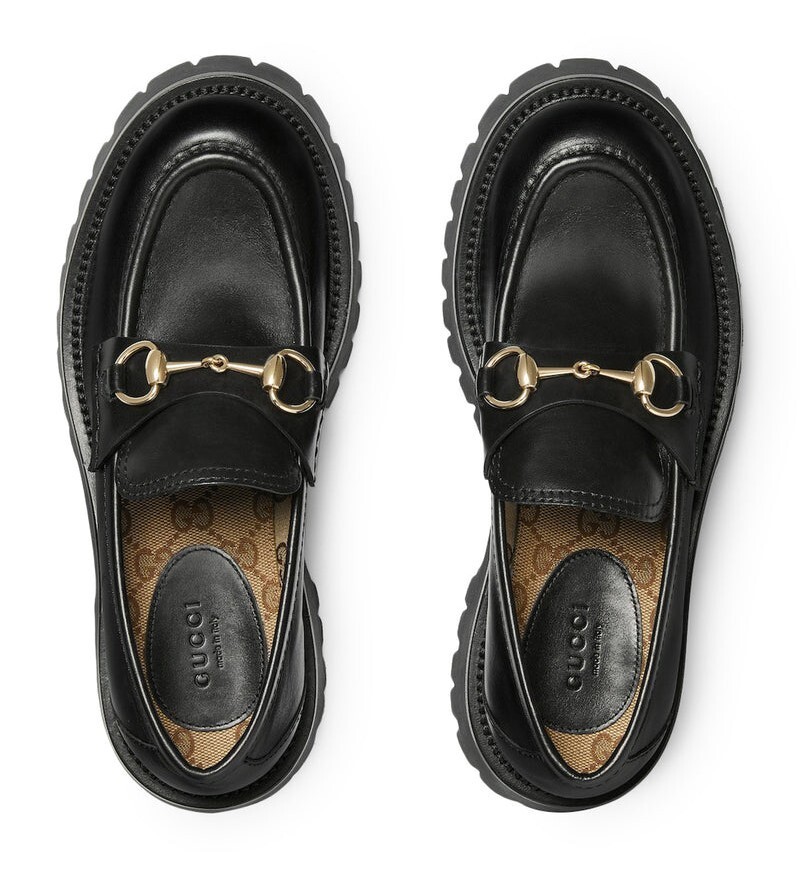 日本未入荷【GUCCI】ホースビット付き メンズ ミュール、全2色 GUCCI 厚底 ラグソール ホースビット ローファー GGインソール