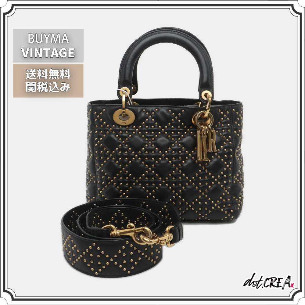 送料関税込◇Dior Lady Dior スタッズ ハンドバッグ