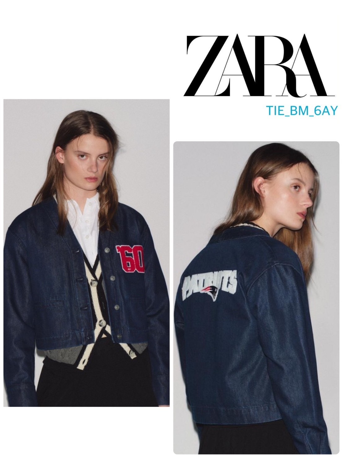 スペイン発送 ZARA TRF NFL ペイトリオッツデニムオーバーシャツ