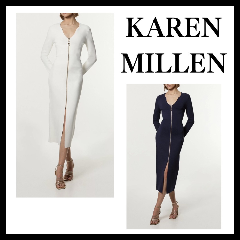 ◆KAREN MILLEN◆ ジップアップ フルニードルニットドレス