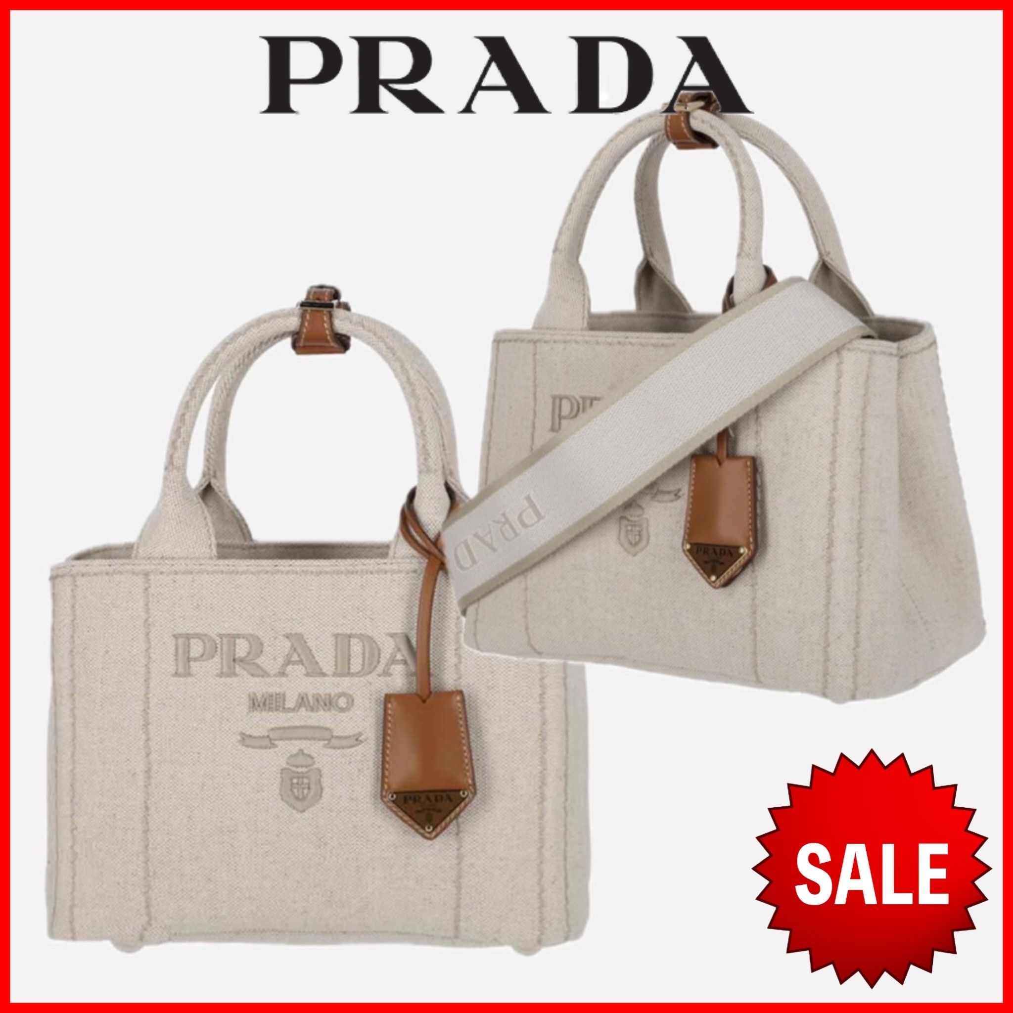 2025SS 【SALE】人気PRADA スモールロゴ キャンバスバッグ